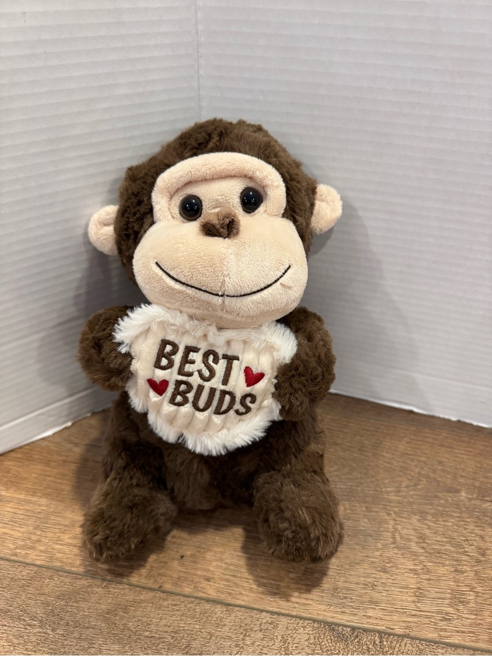 Dan Dee Collectors Choice Brown Monkey with Heart Pillow Embroidered "Best Buds"